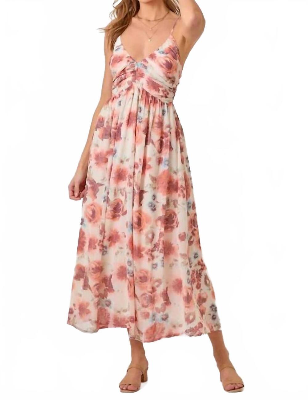 NEW MYSTREE criss cross back maxi dress in cream